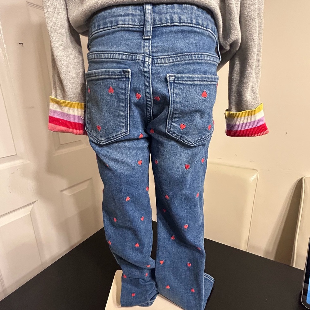 GAP Denim Jeans with Red Heart Embroidery